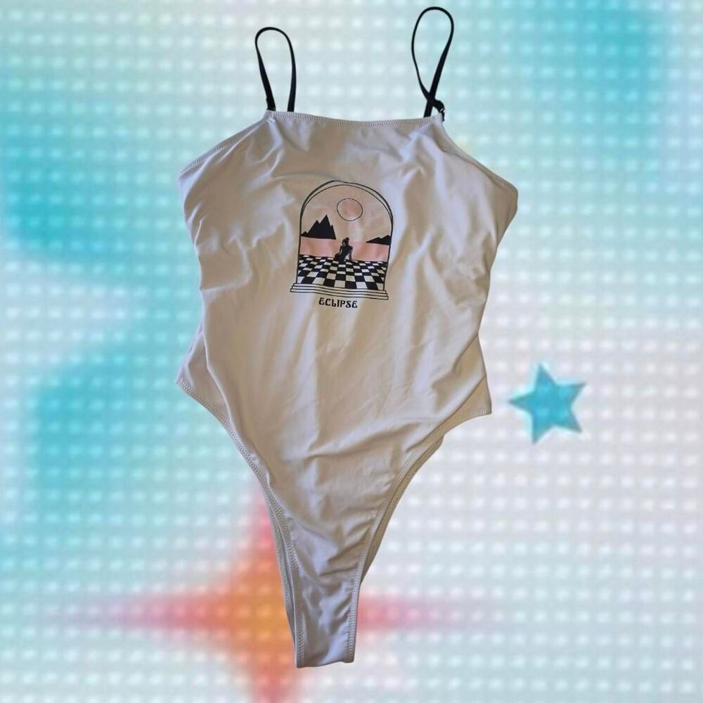 Romwe Women's White and Cream Swimsuit-one-piece